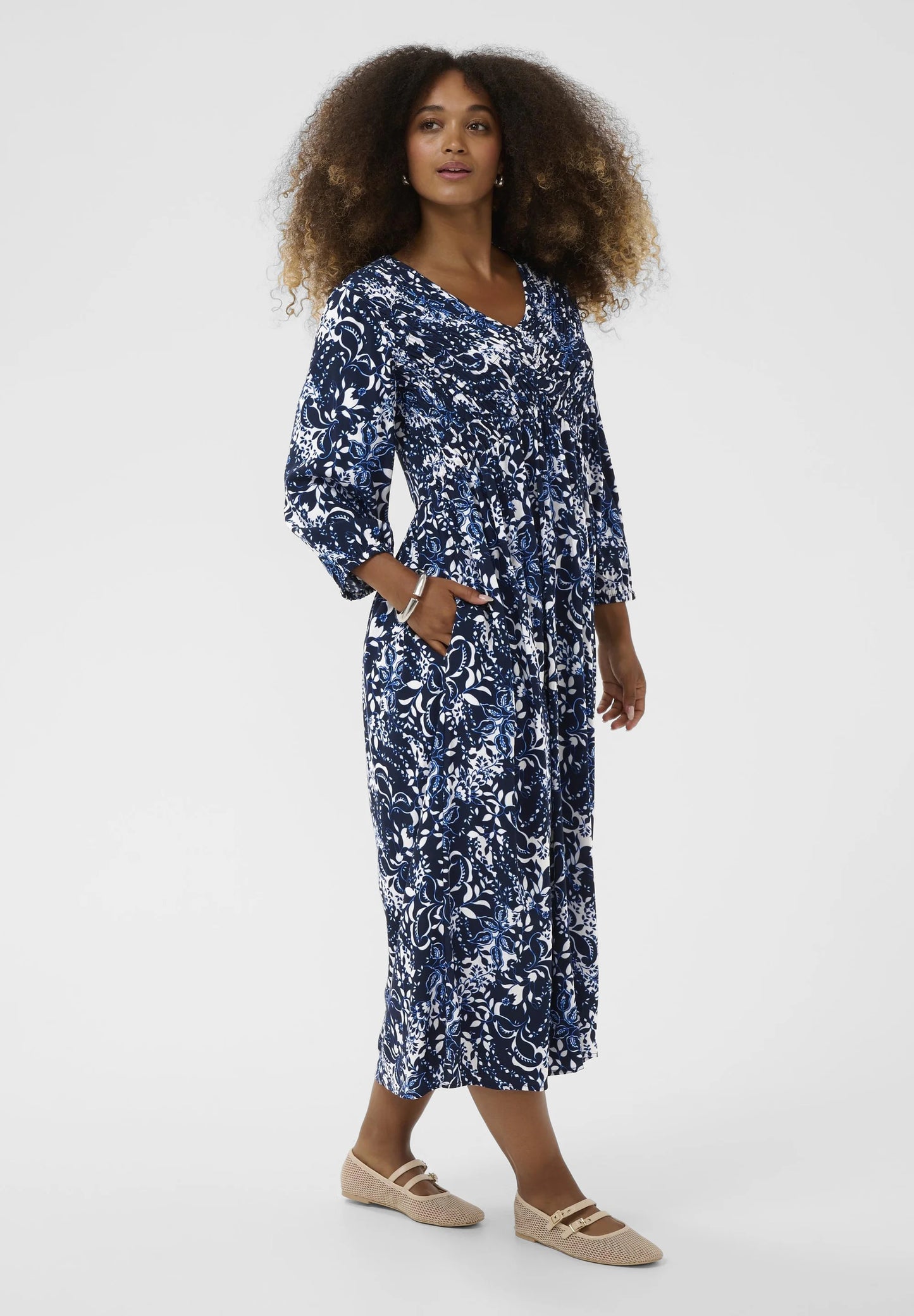 Midi Klänning Tiah Smock navy blue toile