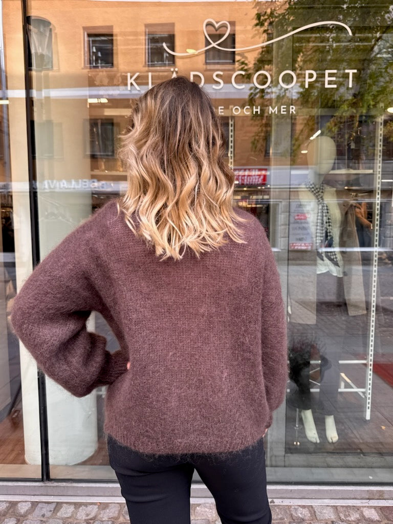 Kid mohair kofta, brun