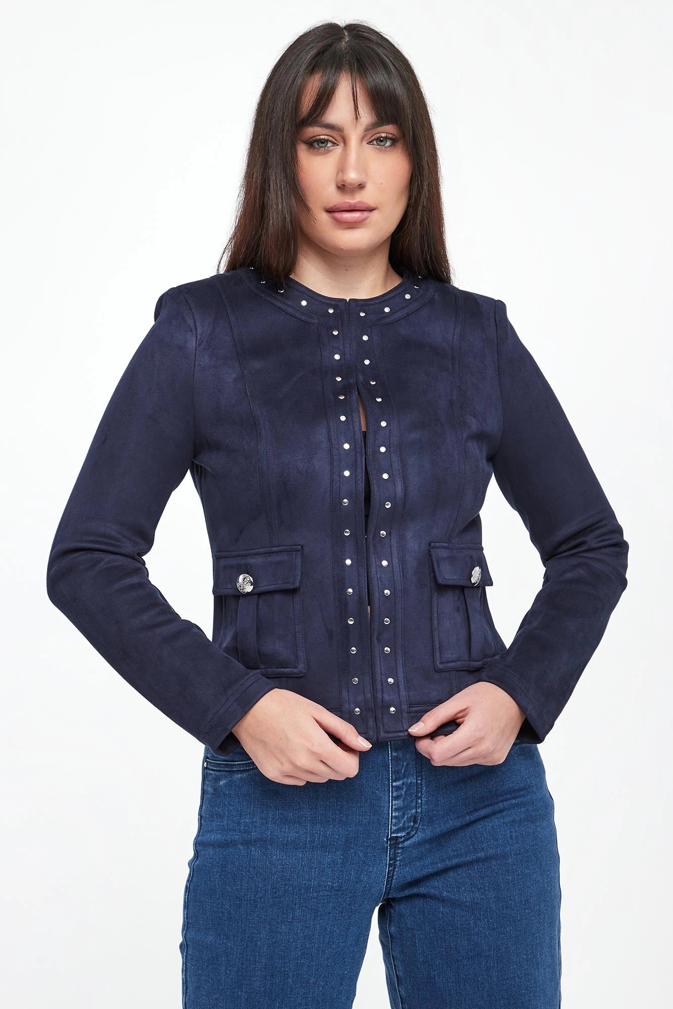 Jacka i konst mocka, marinblå