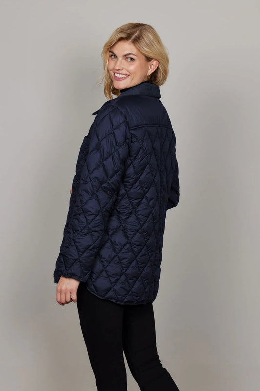 Marinblå Kviltad Jacka