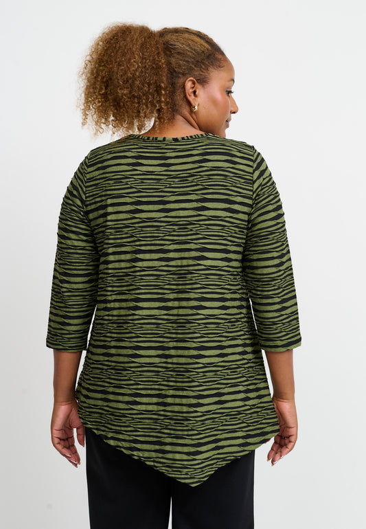 Grön-svart Topp utsvängd i strukturmönster