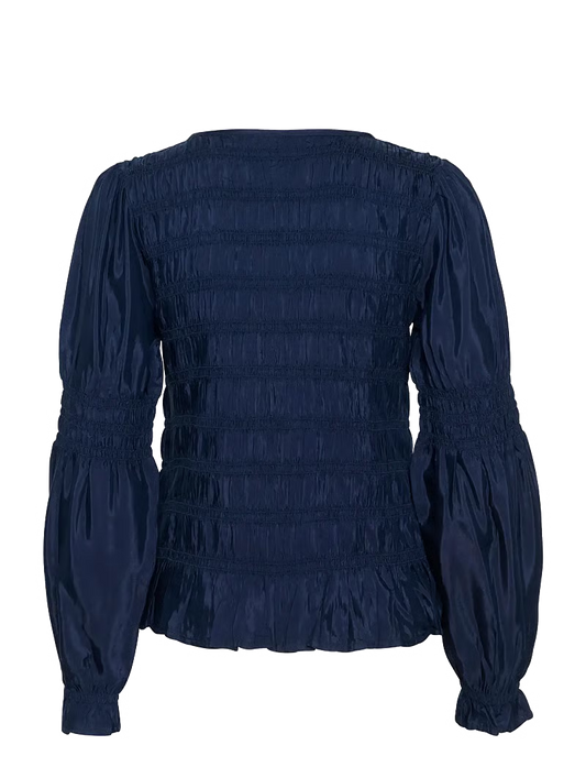 Henva smock blus, marinblå