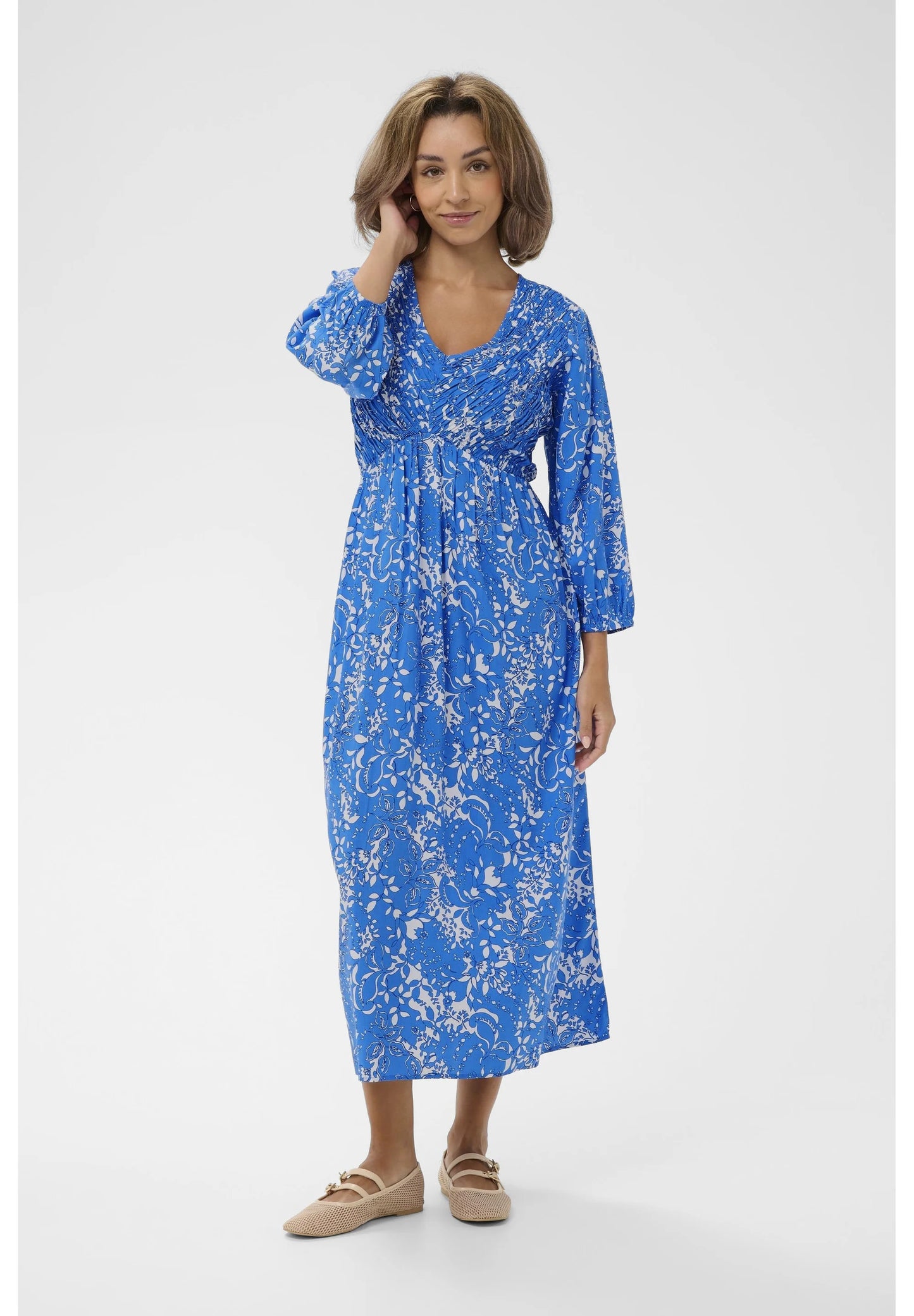 Midi Klänning Tiah Smock blue toile