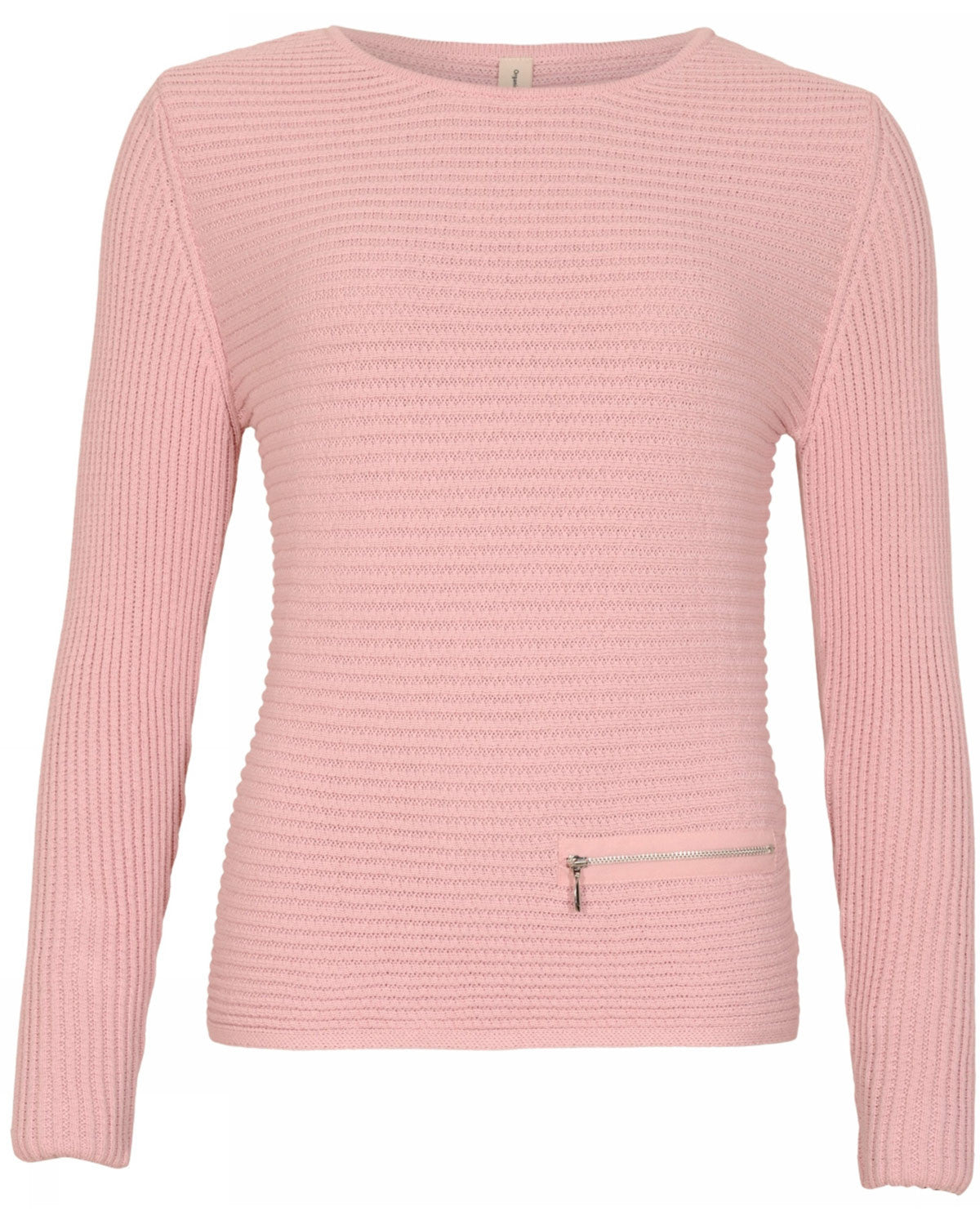 Bomull jumper zip, ljusrosa