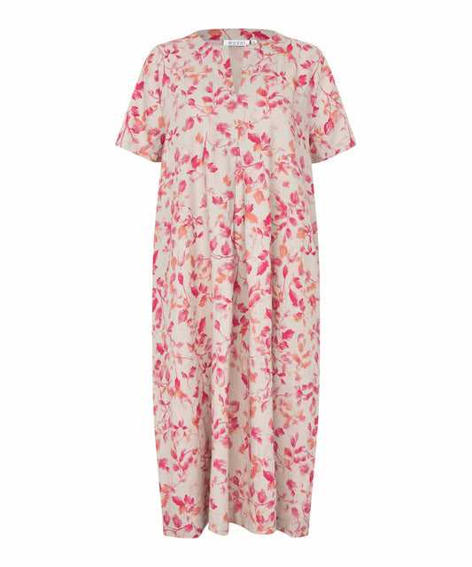 Mönstrad klänning Nipani - Beige/Cerise