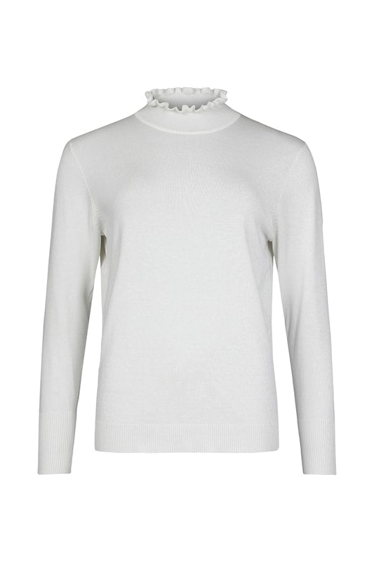 Vit jumper med turtleneck i volang