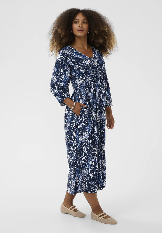 Midi Klänning Tiah Smock navy blue toile