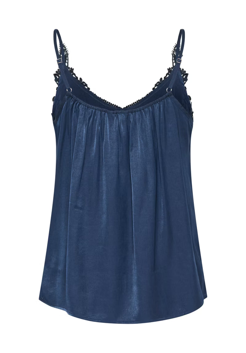 Topp med spets detaljer Anna, marinblå