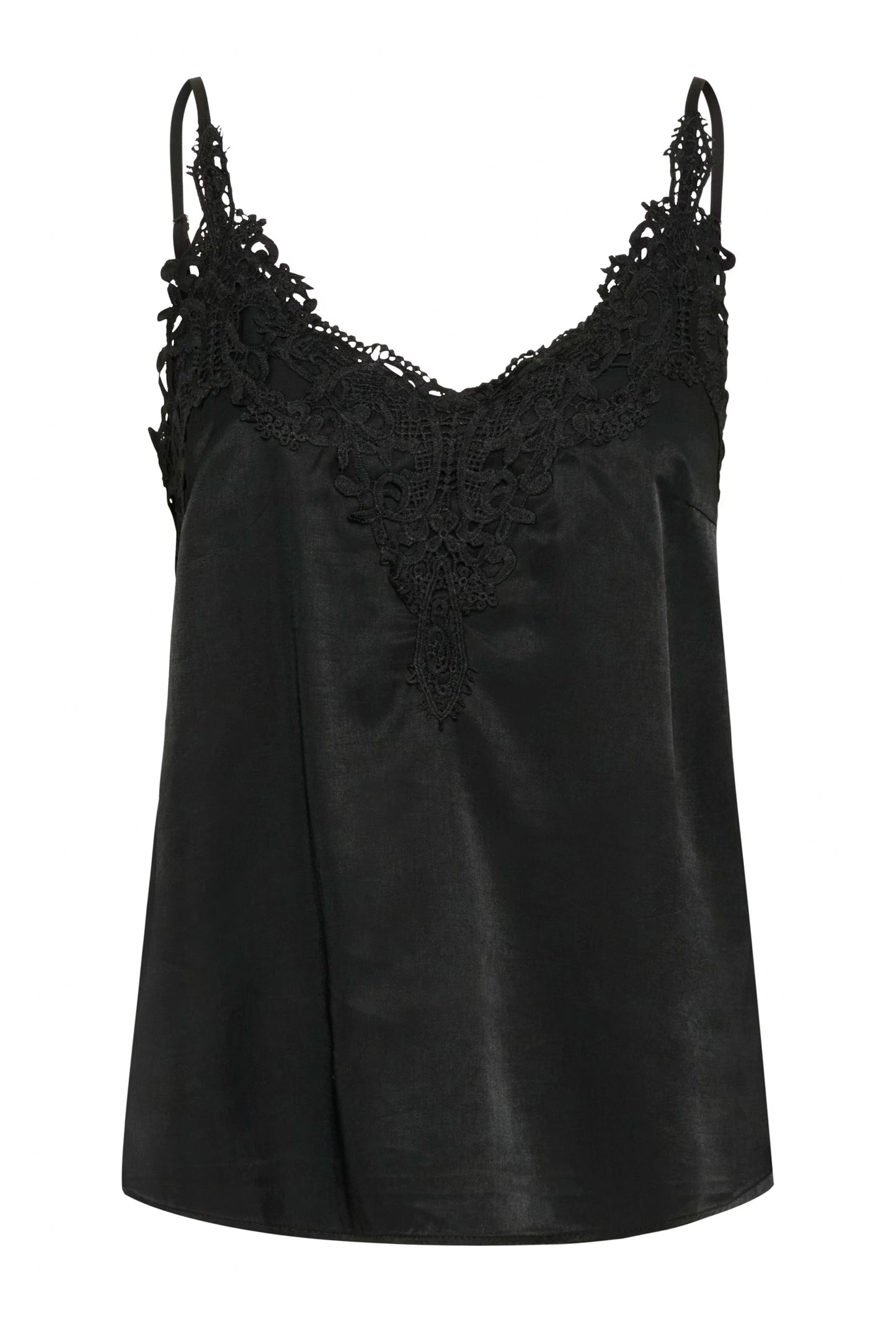 Topp med spets detalj Anna, svart