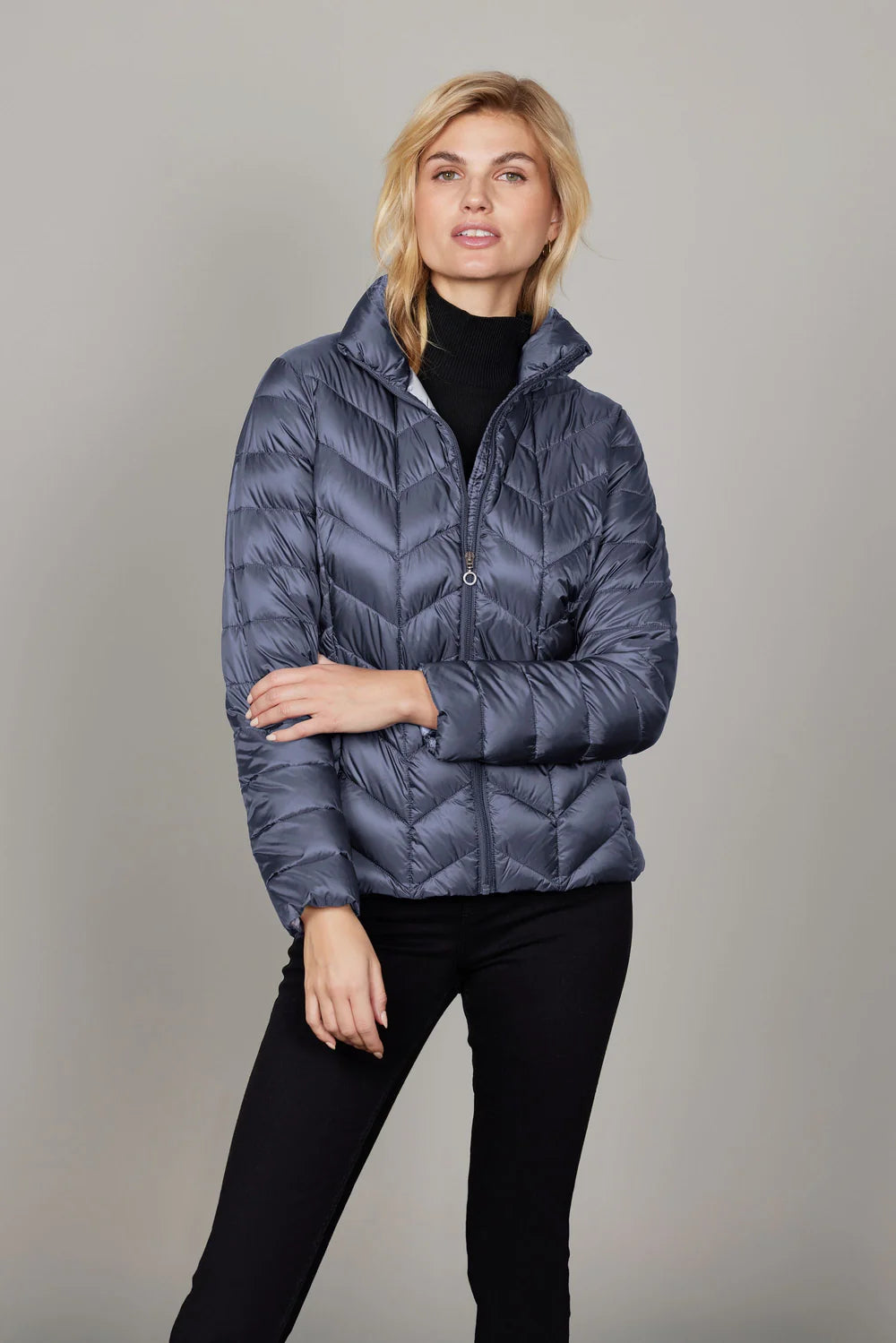 Glansig lättvikts dunjacka