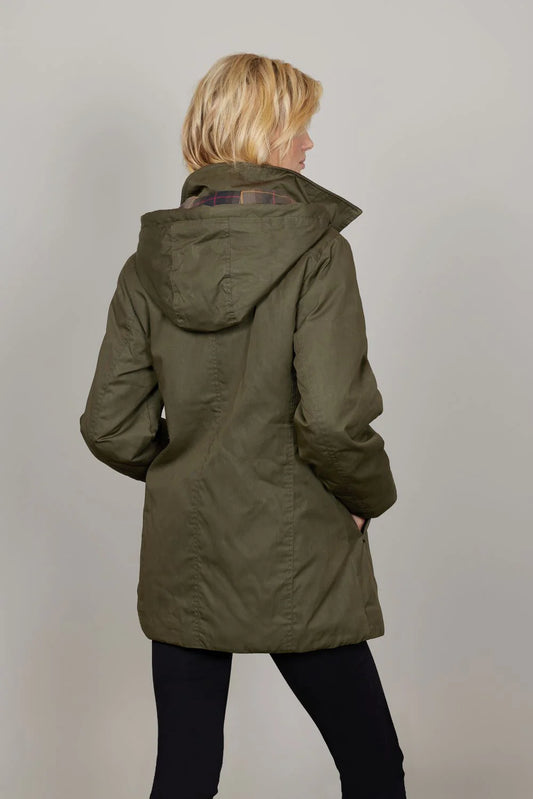 Olivegrön vaxad jacka