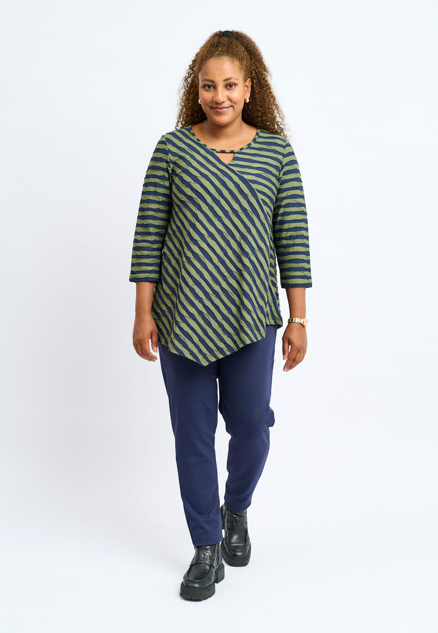 Randig grön-blå topp Magrethe från Pont Neuf