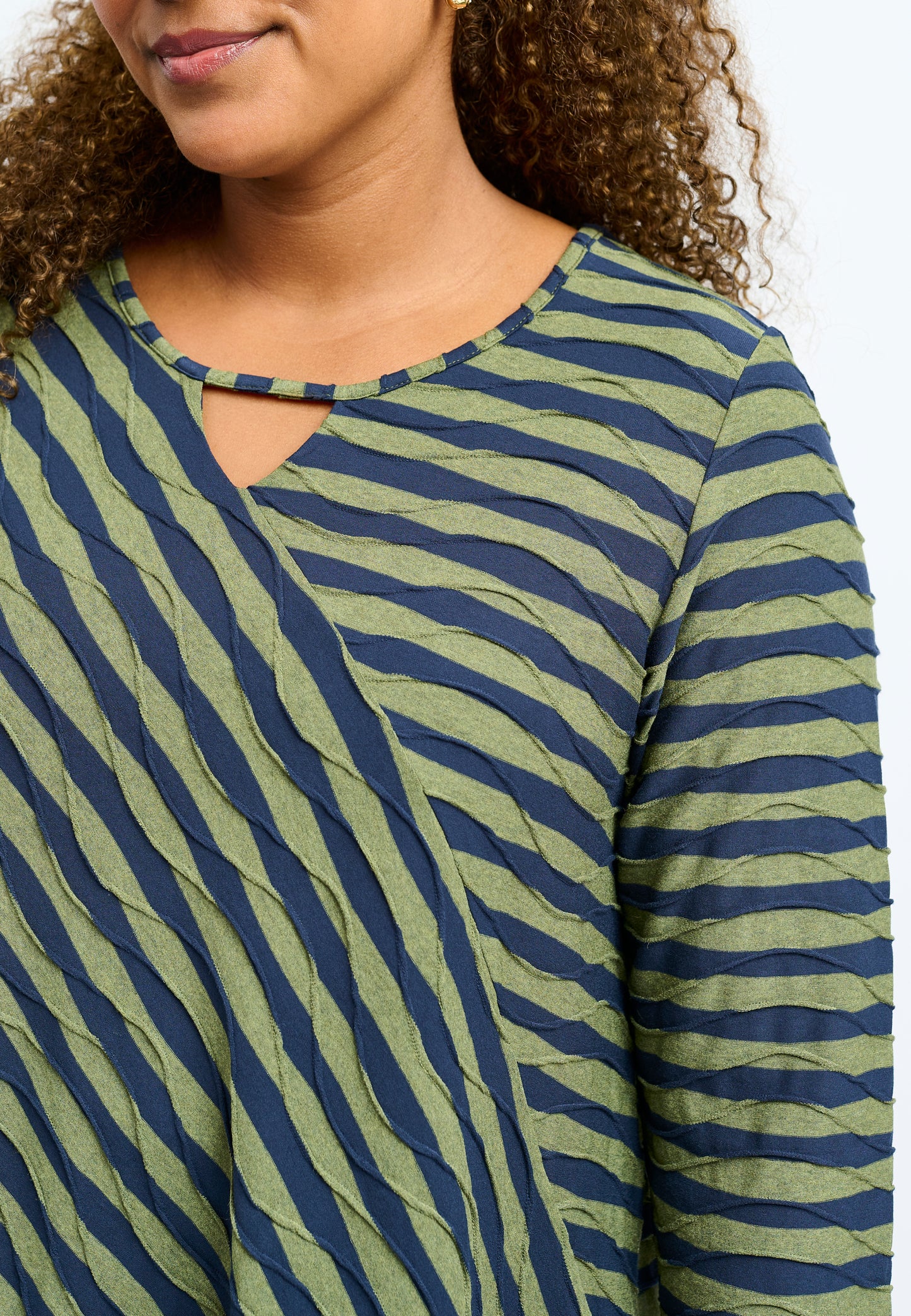 Randig grön-blå topp Magrethe från Pont Neuf