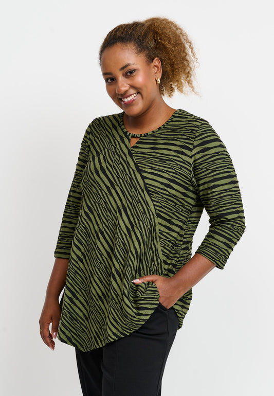 Grön-svart Topp utsvängd i strukturmönster