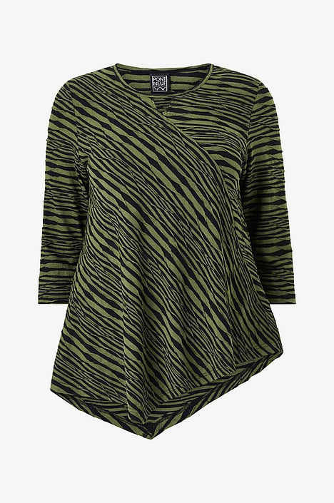 Grön-svart Topp utsvängd i strukturmönster