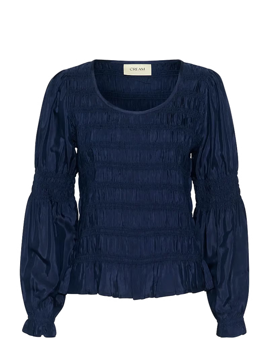 Henva smock blus, marinblå