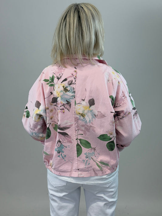 Blommig jeansjacka Katya - Rosa
