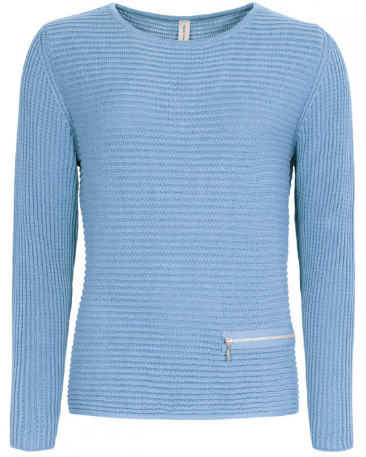 Bomull jumper zip, ljusblå